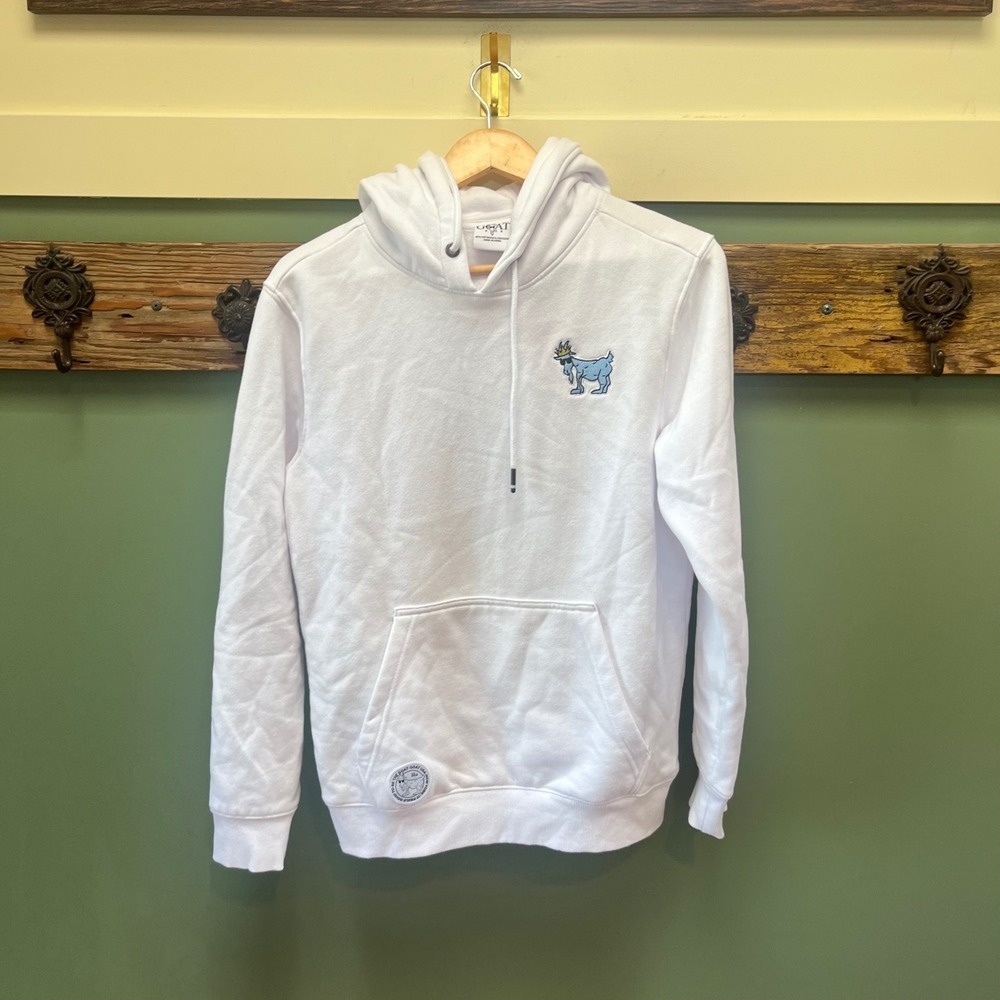 GOAT USA White‎ Pullover Hoodie XS Blue Goat Embroidery Fall 2023 GTZF23HO19608H